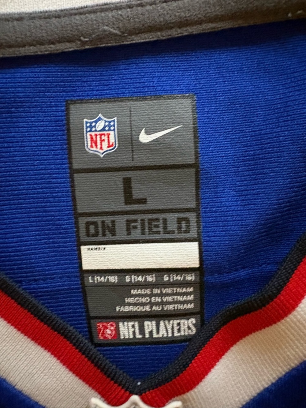Nike NFL On Field Blue Football Jersey (Large)